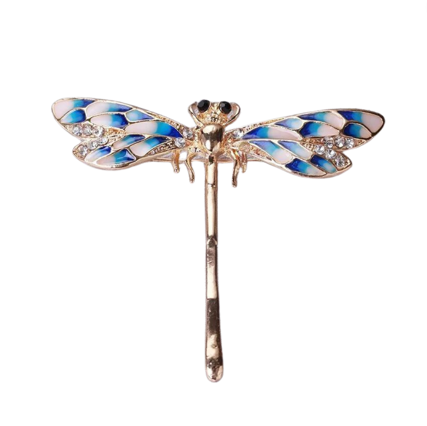 Goldtone Blue Dragonfly Brooch