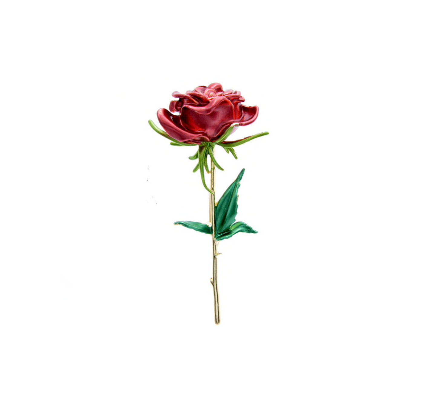 Goldtone Rose Stemmed Brooch