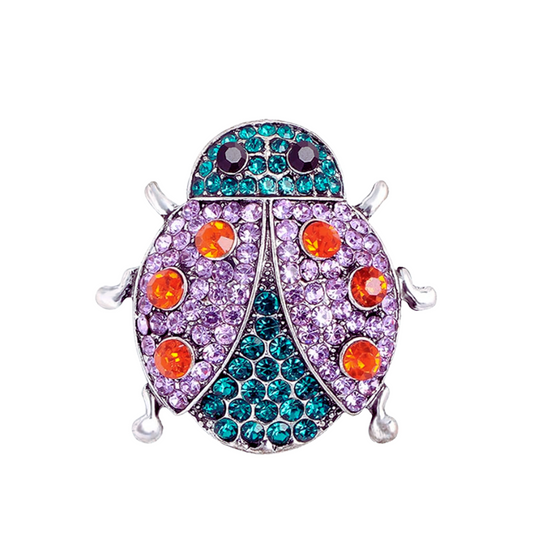 Purple Green Ladybug Crystal Brooch