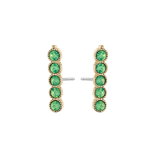 Goldtone Green Circular Stud Earrings