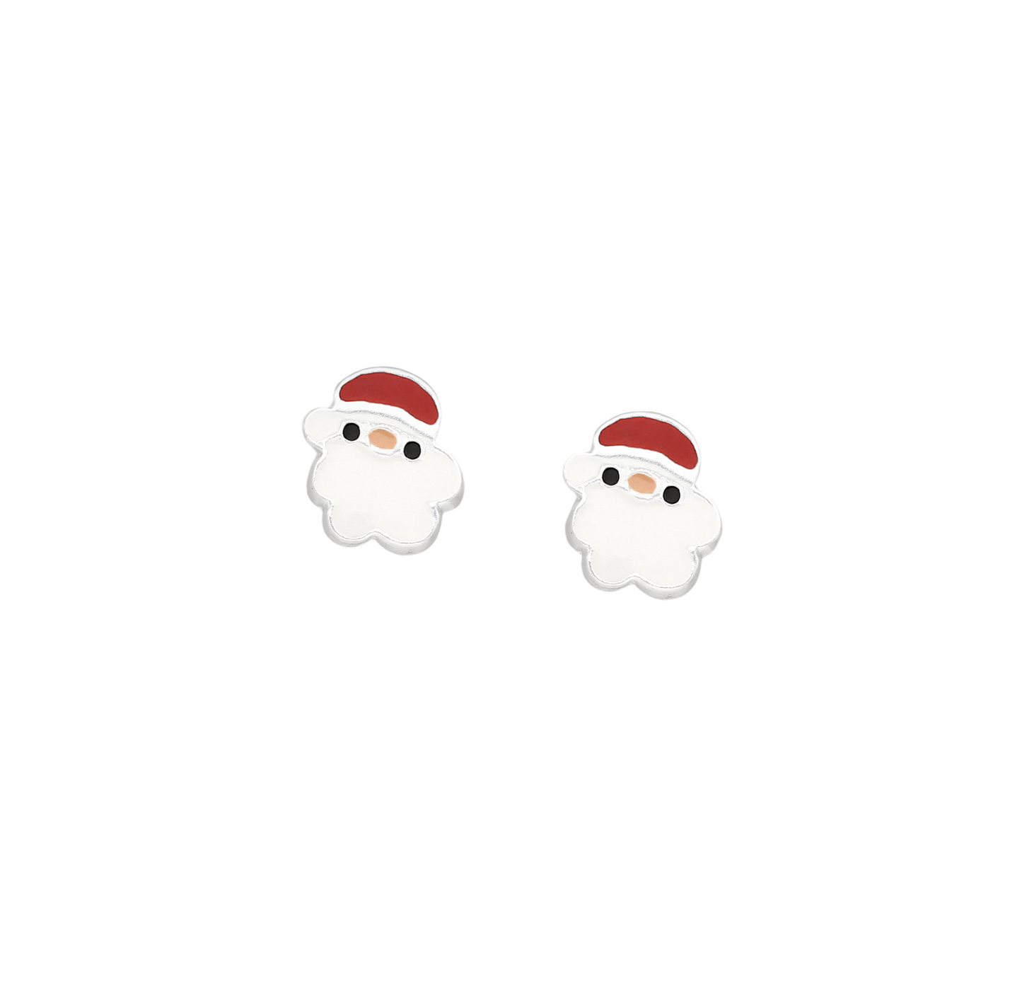 Sterling Silver Cute Santa Stud Earrings