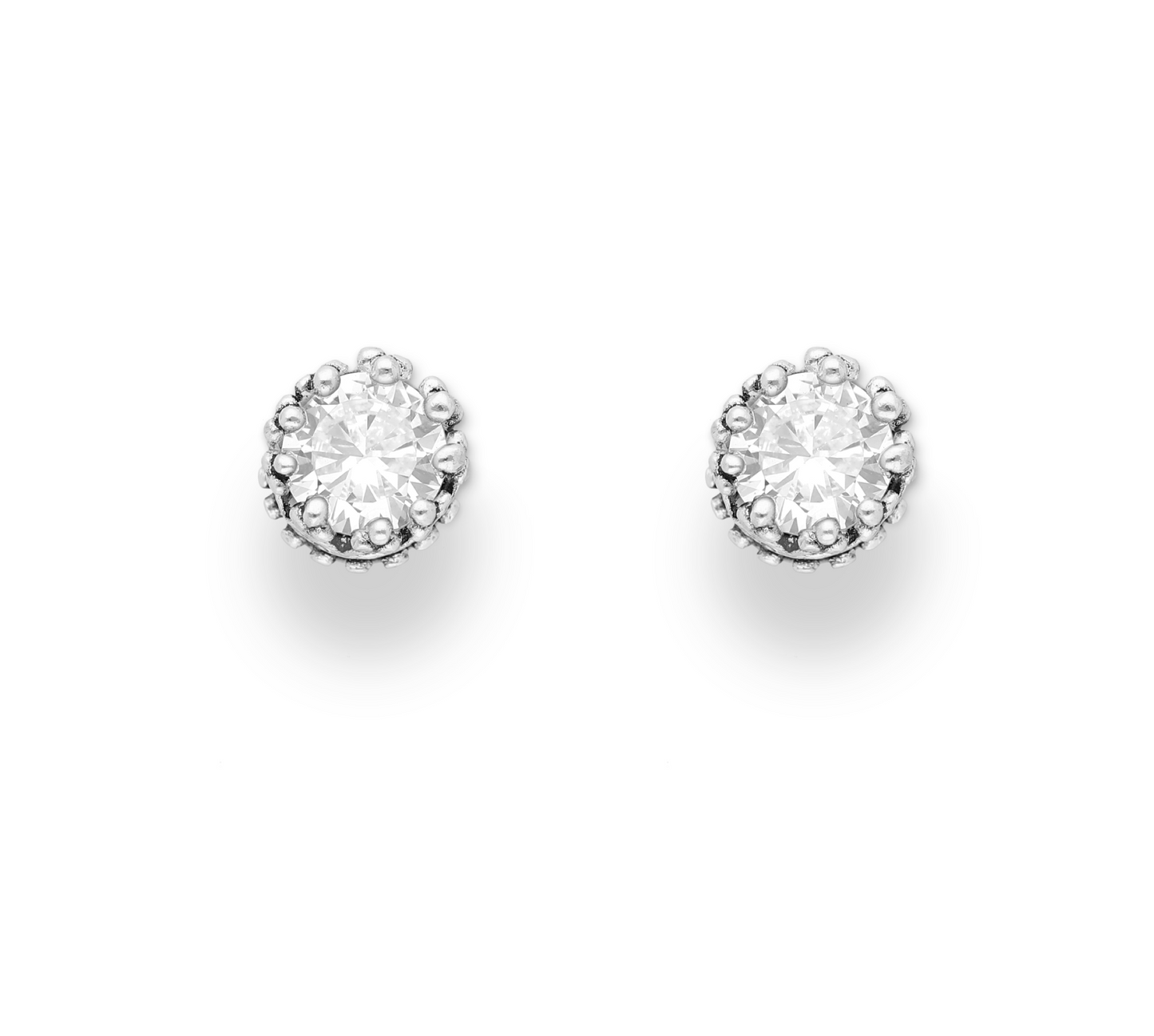 Sterling Silver Cubic Zirconia Halo Style Stud Earrings