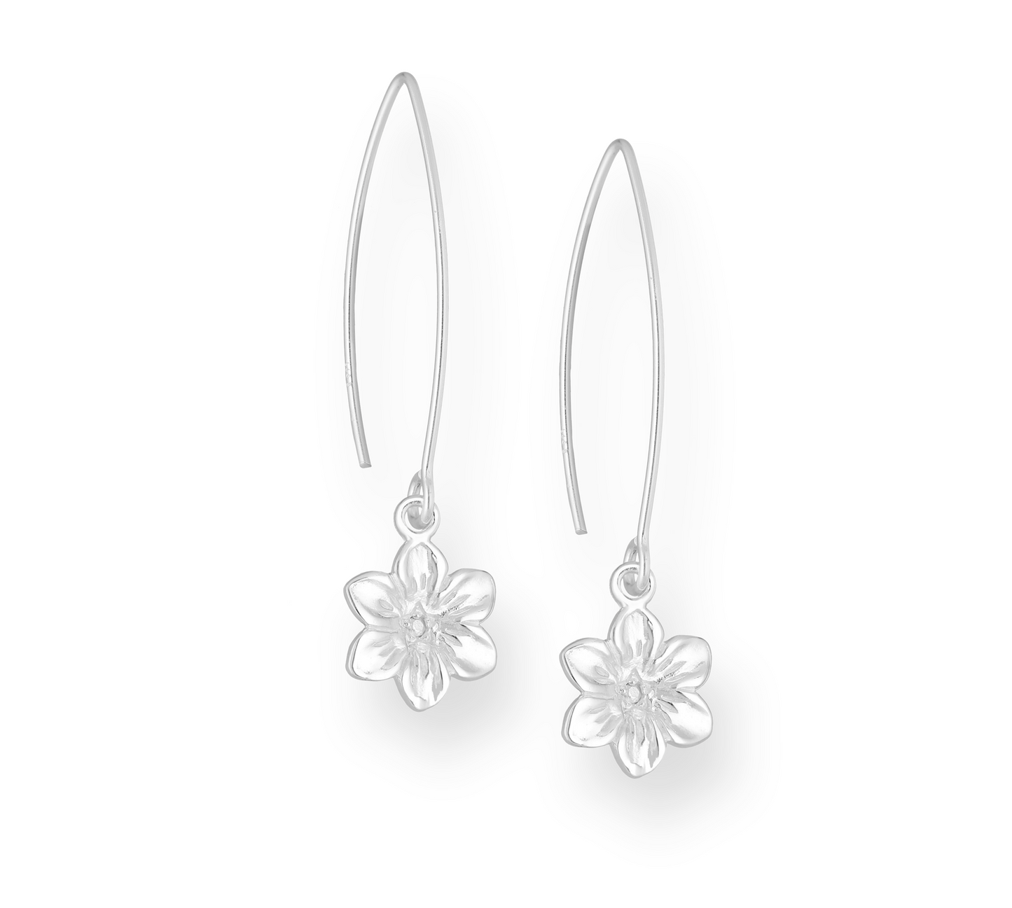 Sterling Silver Flower Hook Drop Earrings