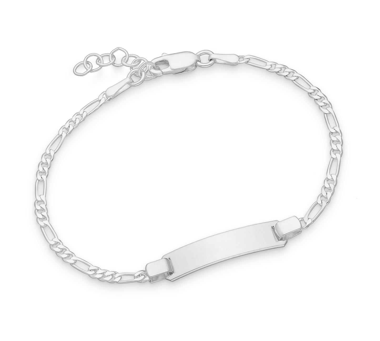 Sterling Silver Chain Link Engravable Id Tag Bracelet