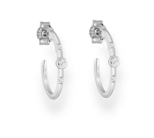 Sterling Silver Cubic Zirconia Hoop Earrings