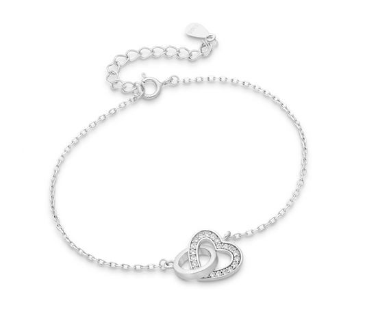 Sterling Silver Interlocking Circle and Heart Bracelet