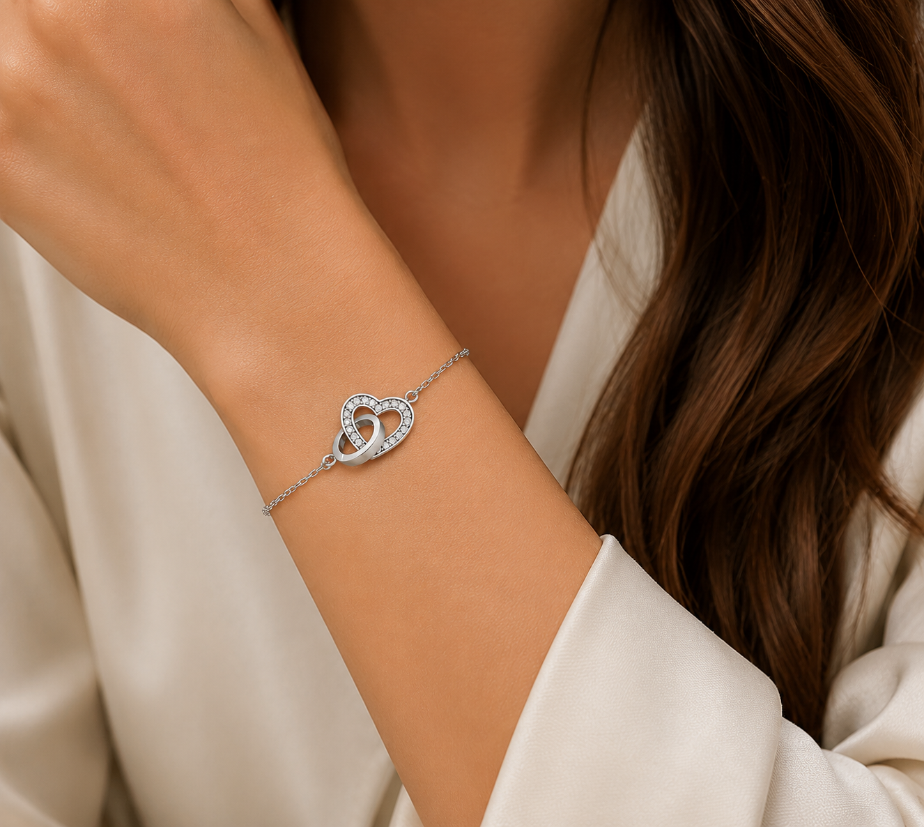 Sterling Silver Interlocking Circle and Heart Bracelet