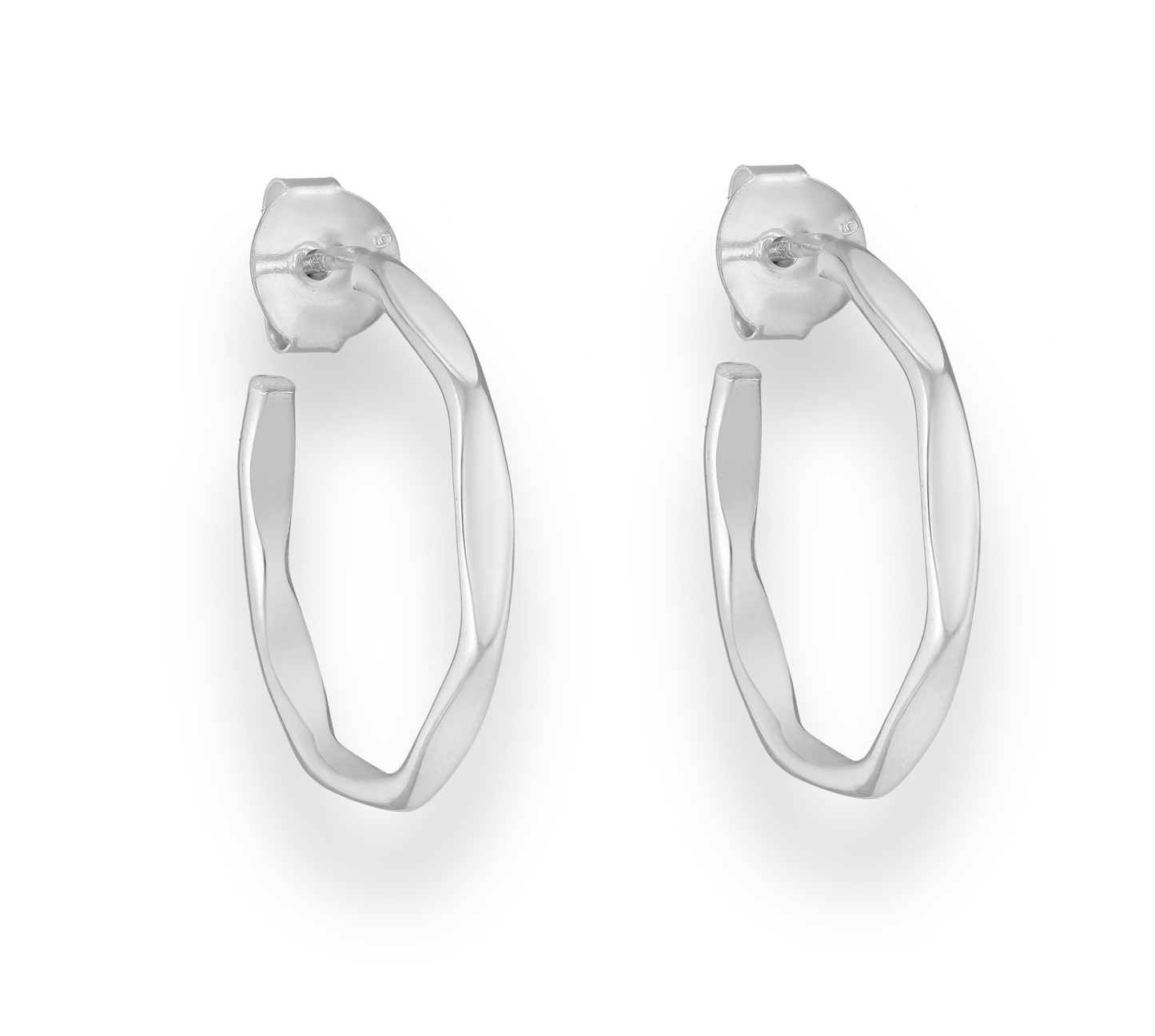 Sterling Silver Flat Edges Hoop Earrings