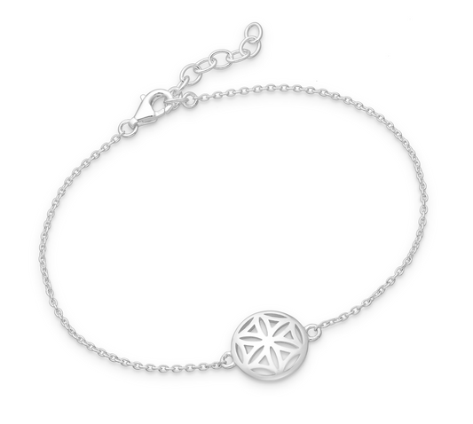 Sterling Silver Flower Of Life Circular Bracelet