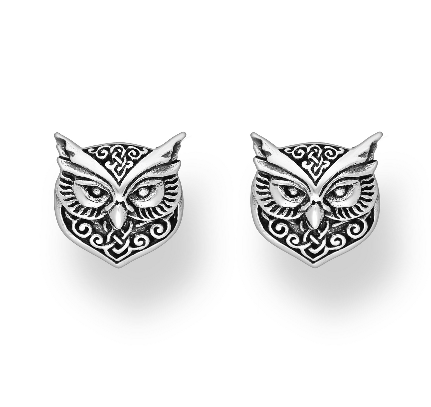 Sterling Silver Owl Stud Earrings