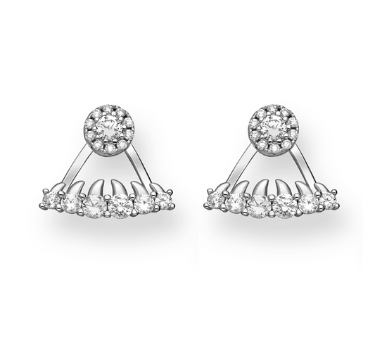 Sterling Silver Two-Way Stud & Drop Earrings with Cubic Zirconia