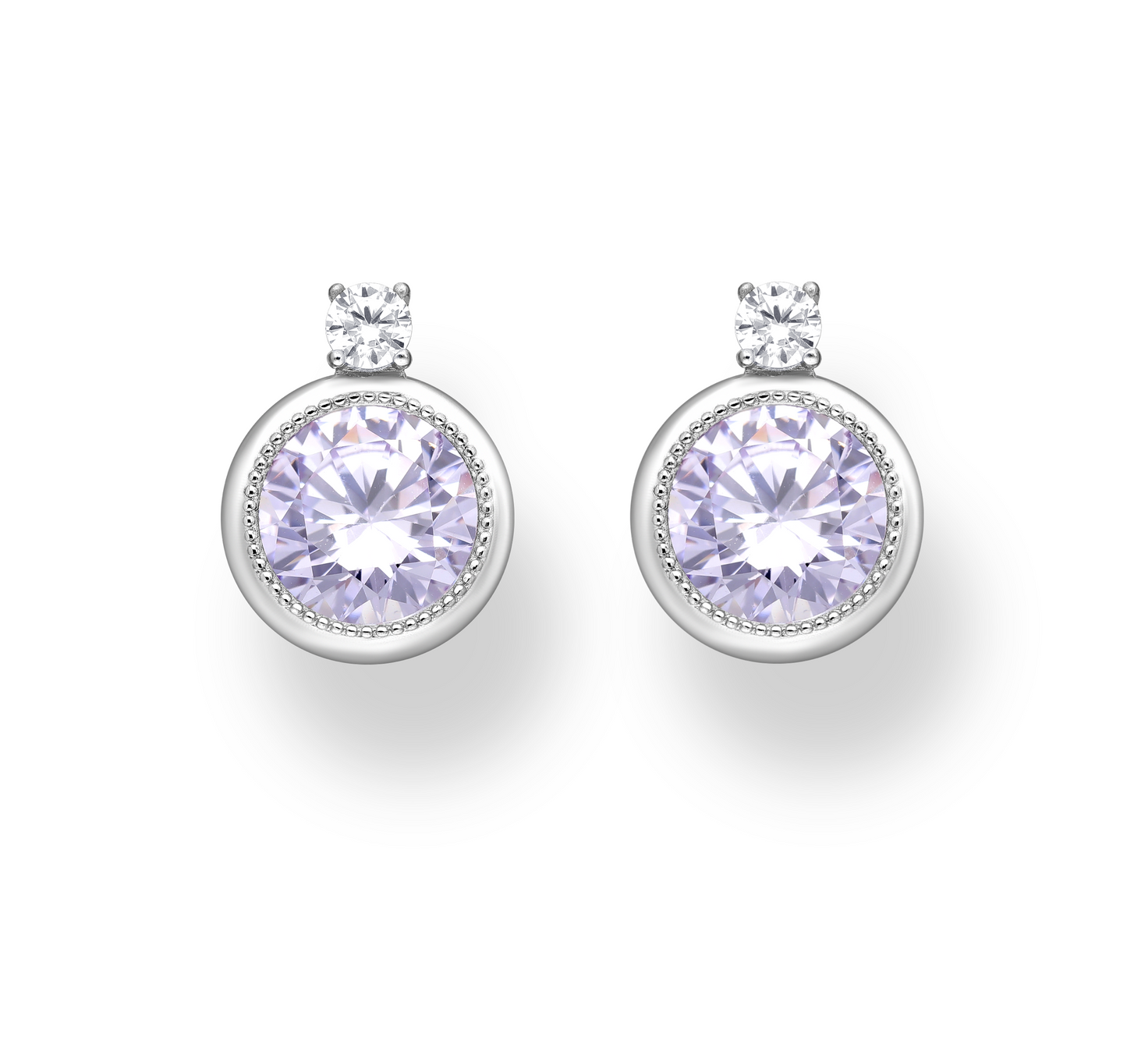 Cubic Zirconia & Sterling Silver Circular Stud Earrings