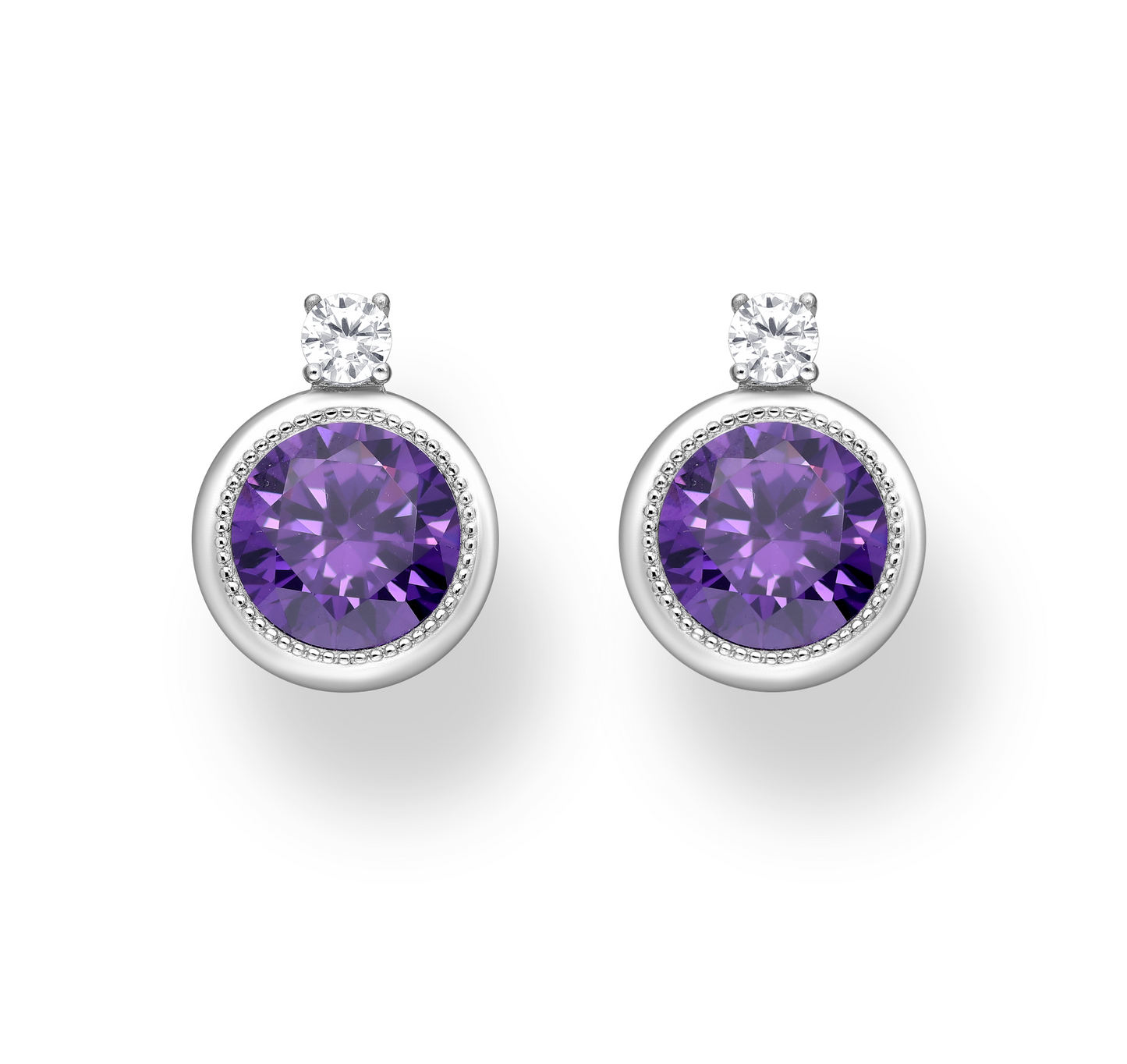 Cubic Zirconia & Sterling Silver Circular Stud Earrings