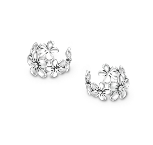 Sterling Silver Flower Ear Cuffs