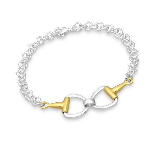 Sterling Silver & 14k Gold-Plated Horse Snaffle Bracelet