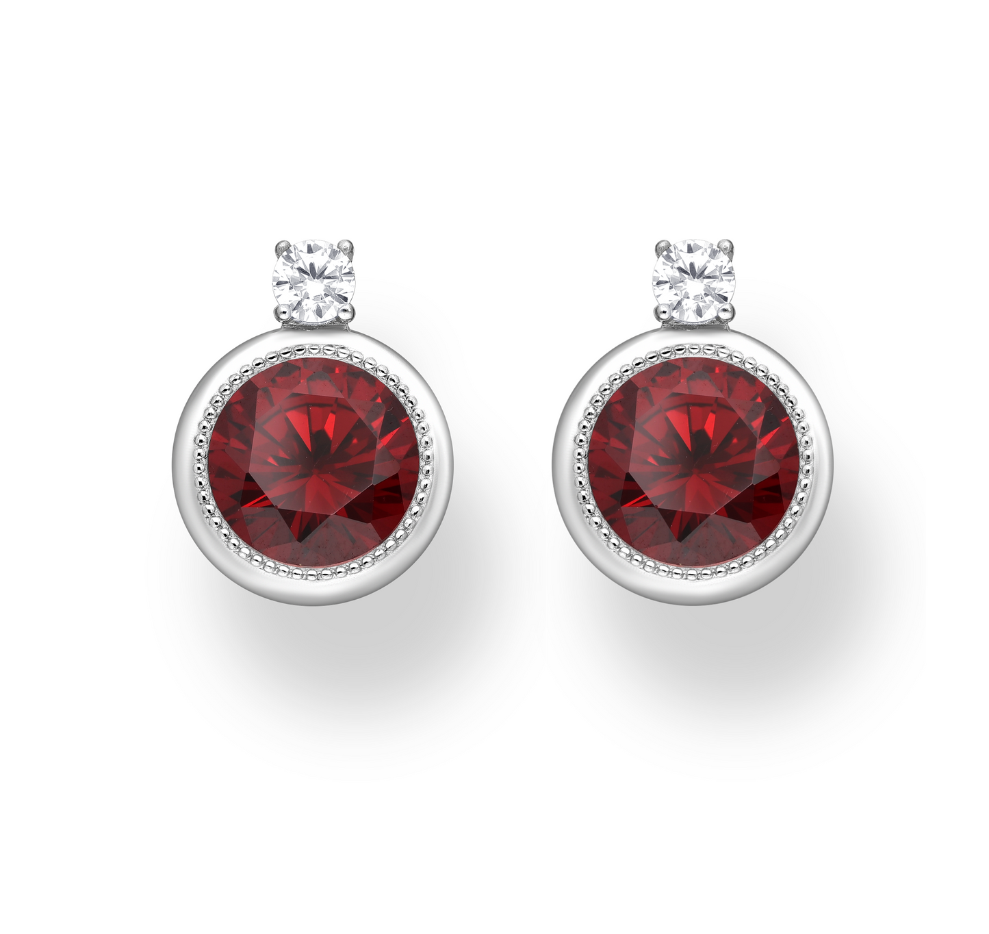 Cubic Zirconia & Sterling Silver Circular Stud Earrings