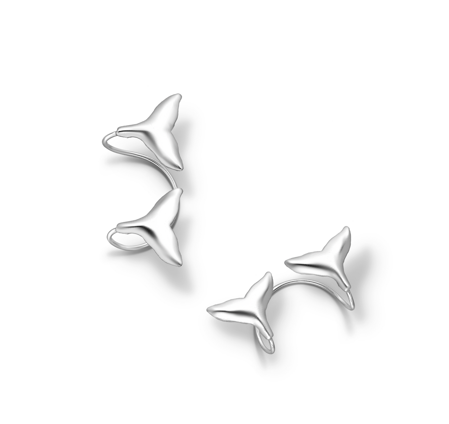 Sterling Silver Whale Tail Ear Cuffs