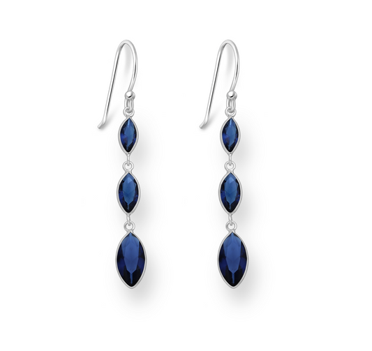 Cubic Zirconia & Sterling Silver Triple Marquis Drop Earrings