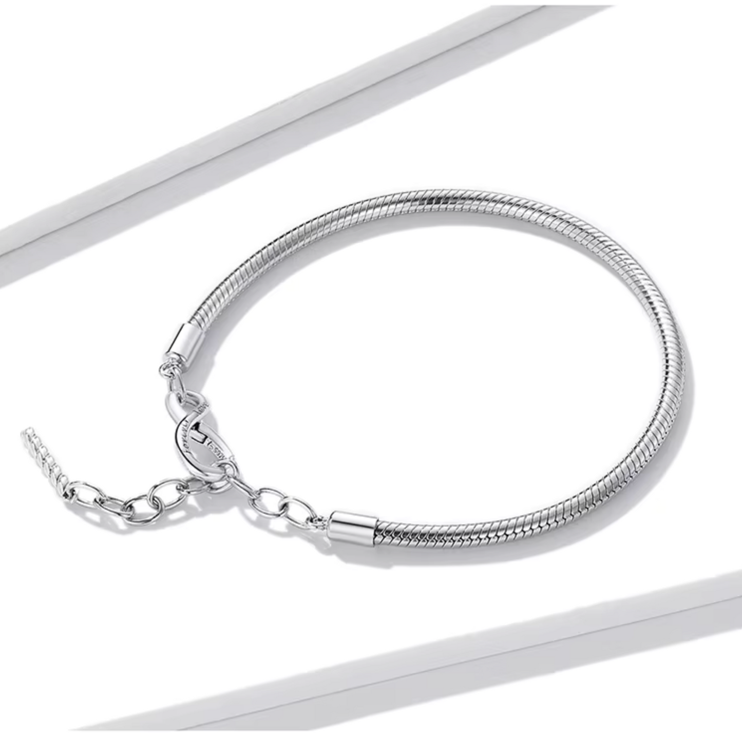 Platinum Plated Sterling Silver Snake Chain Infinity Bracelet