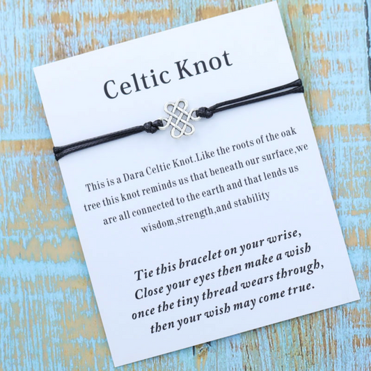 Black Adjustable Silvertone Celtic Bracelet