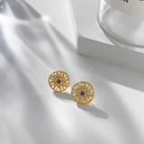 Goldtone & Circular Crystal Sun Stud Earrings