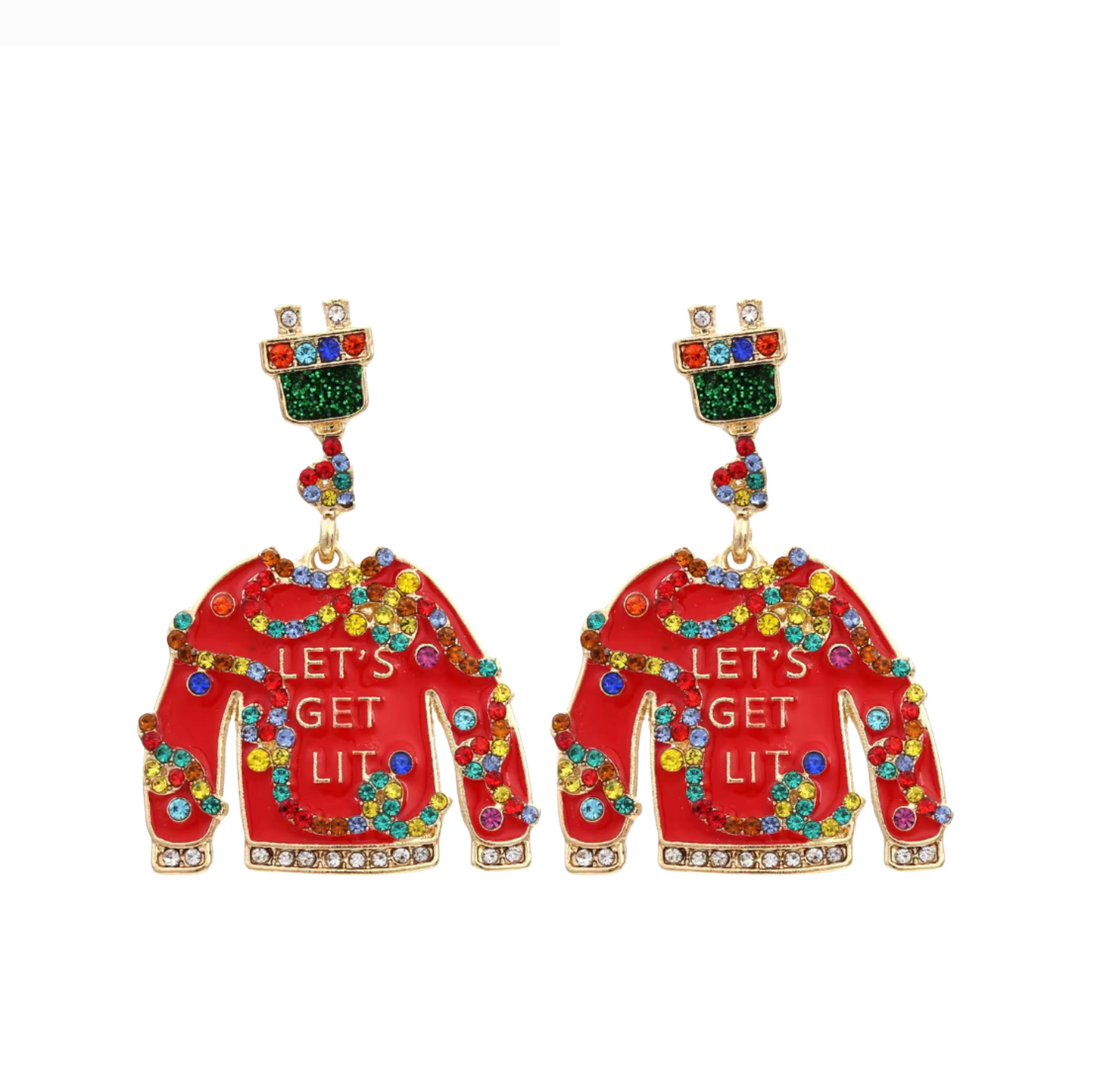 Red Holiday Sweater Drop Earring