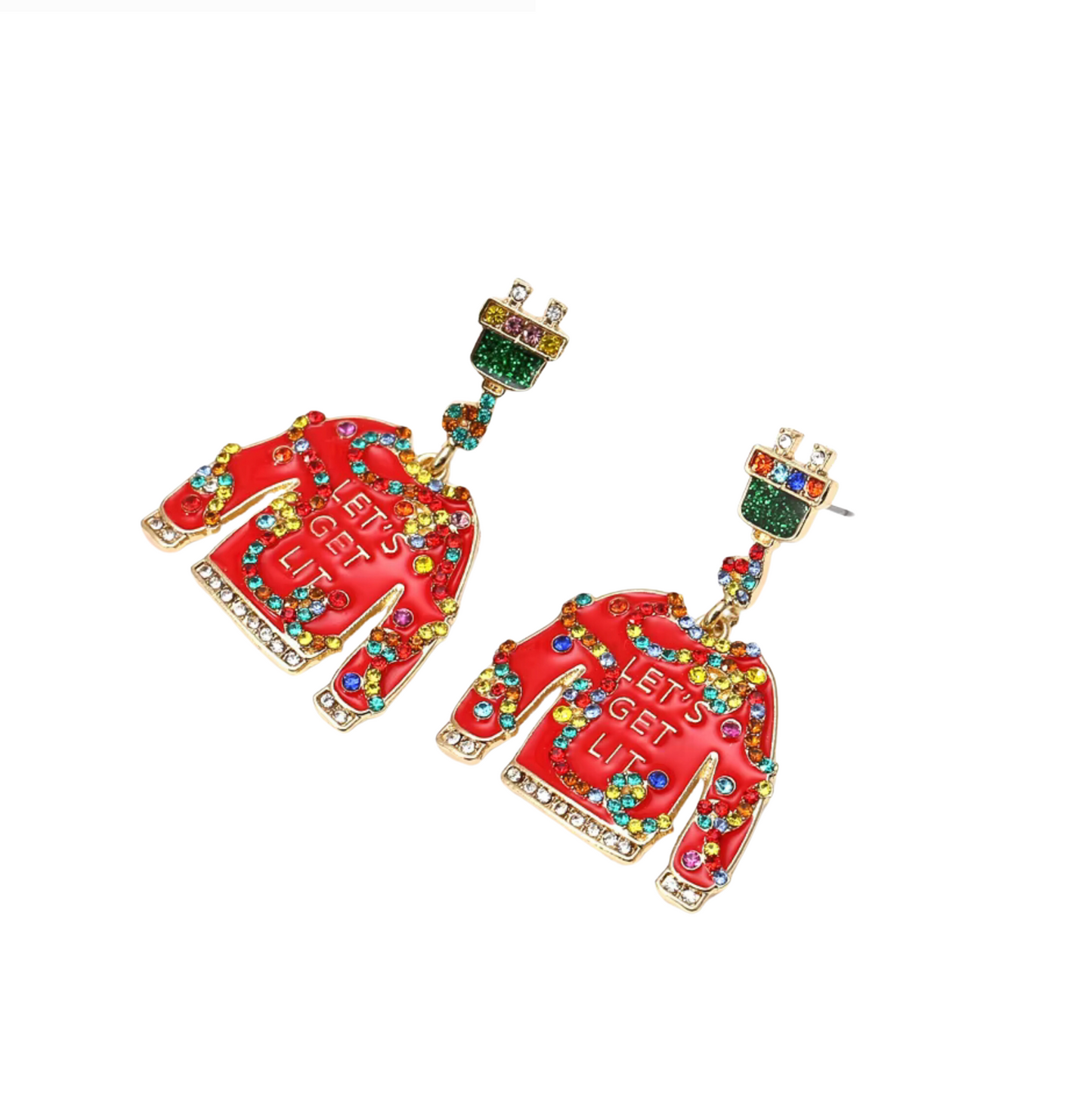 Red Holiday Sweater Drop Earring