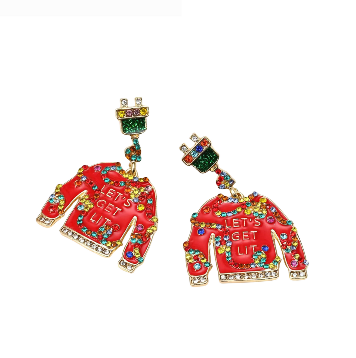 Red Holiday Sweater Drop Earring