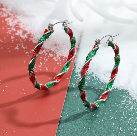 Red And Green Glitter Holiday Hoop