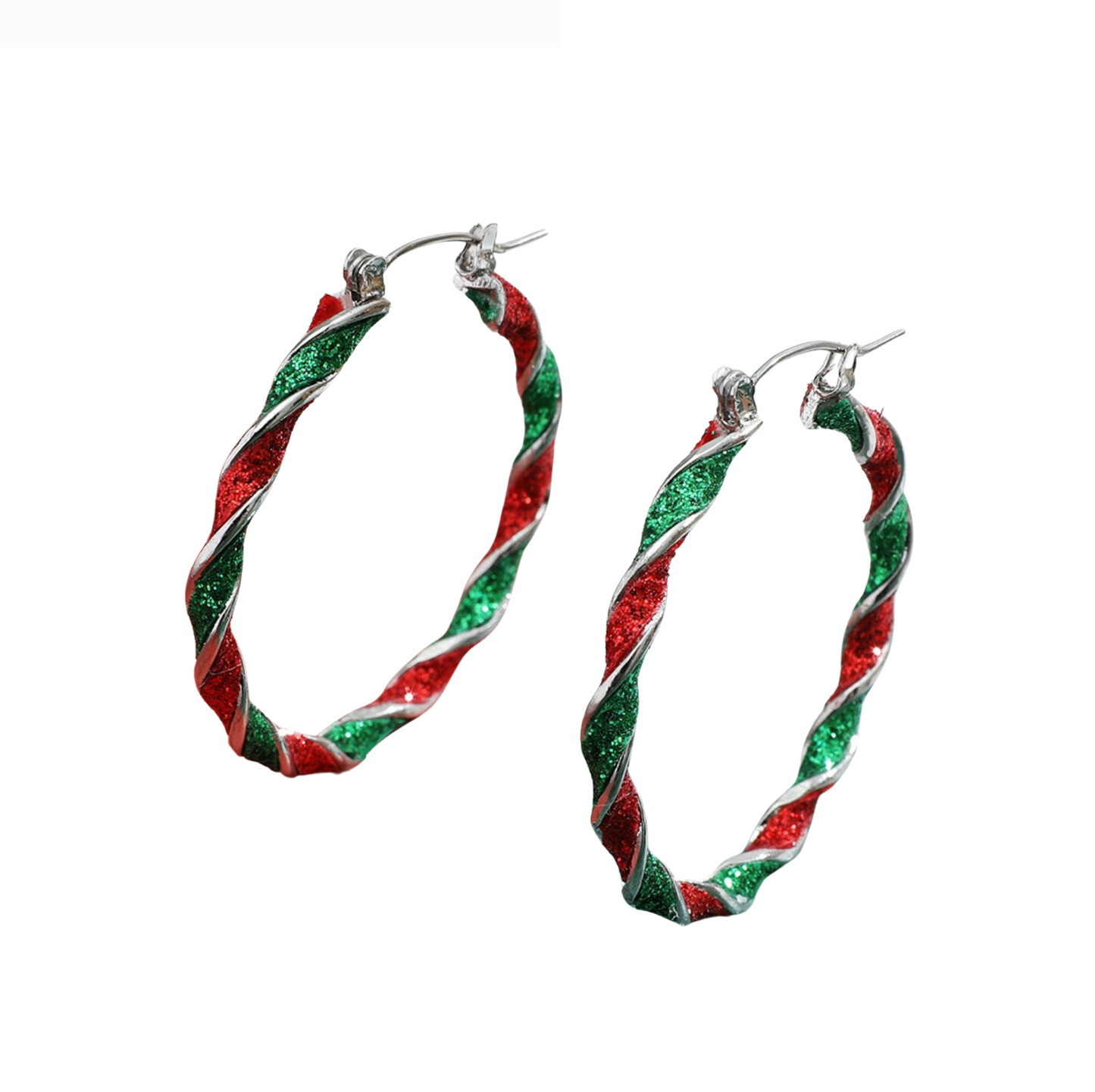 Red And Green Glitter Holiday Hoop