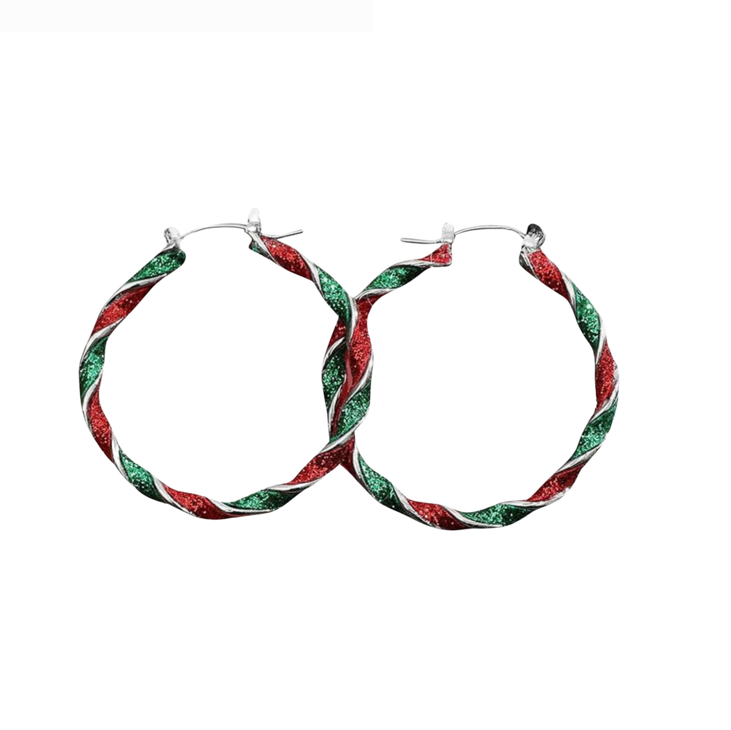 Red And Green Glitter Holiday Hoop