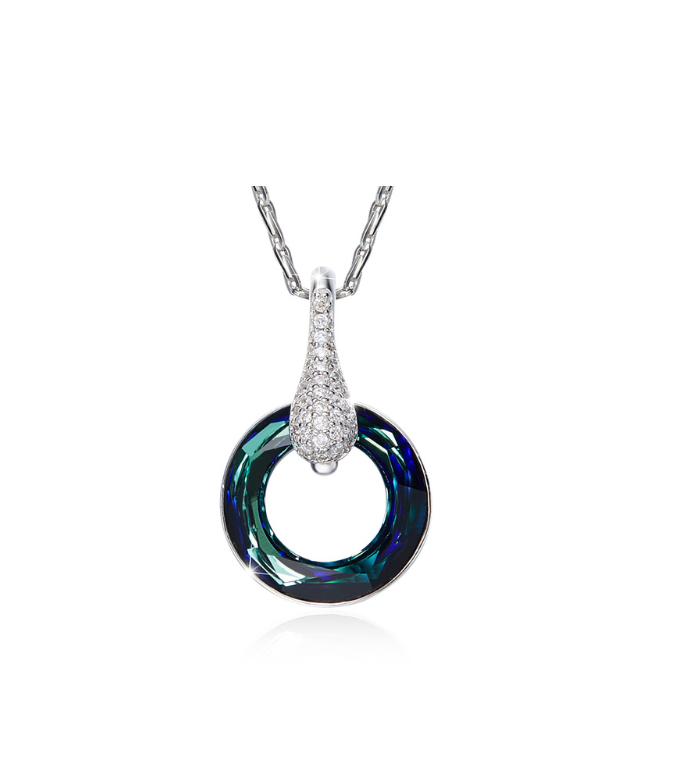 Silvertone Necklace with Bermuda Open Circle Pendant