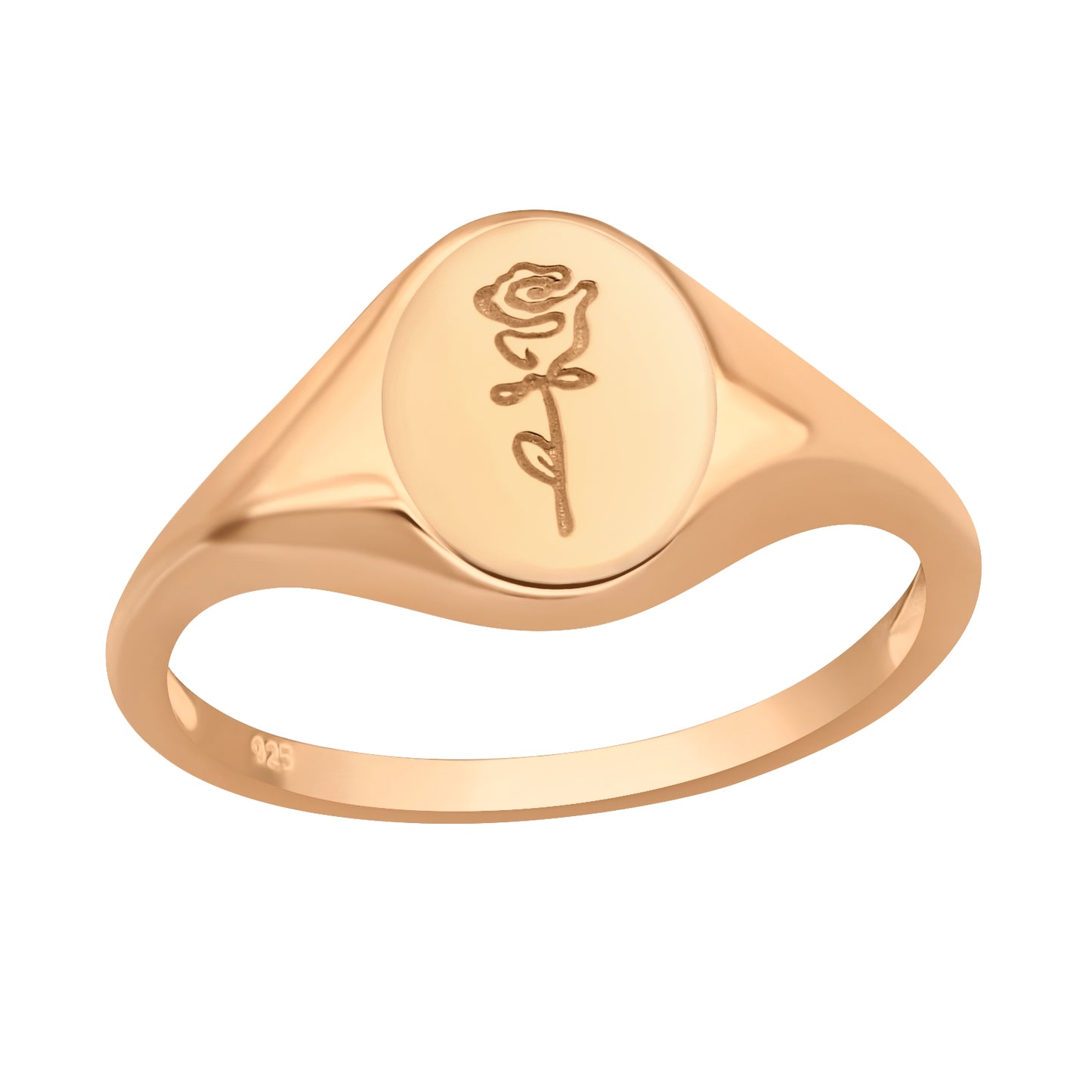 Rose Goldtone Sterling Silver Rose Flower Signet Ring