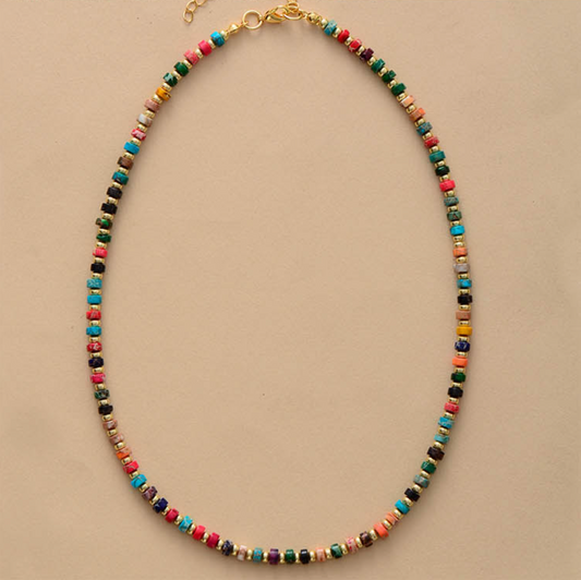Goldtone Multi Colored Beaded Necklace