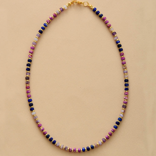 Goldtone Purple Beaded Necklace