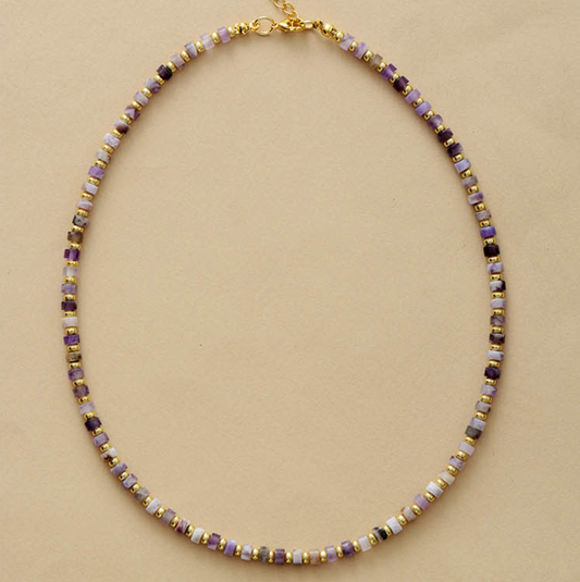 Goldtone Amethyst Mix Beaded Necklace