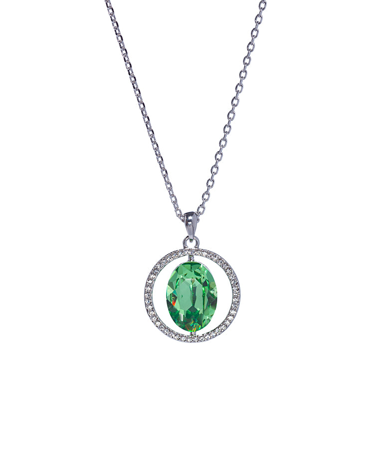 Silvertone Pendant Necklace with Swarovski Crystal