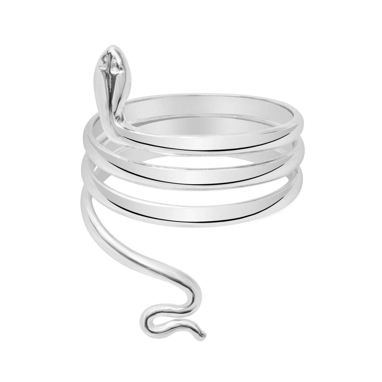 Sterling Silver Curled Snake Bypass Ring