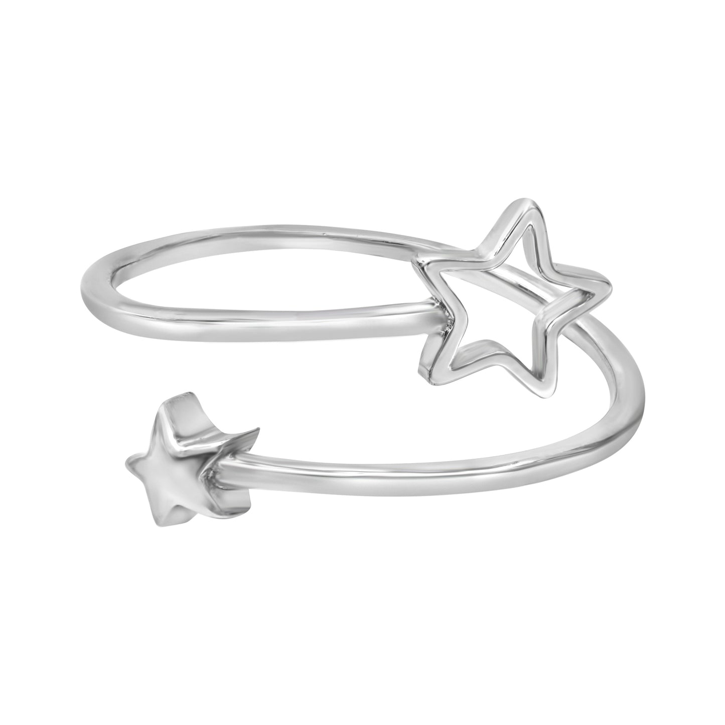 Sterling Silver Double Star Adjustable Ring