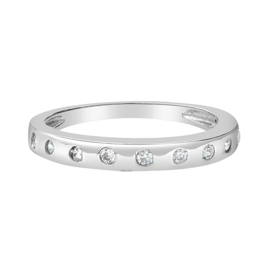 Cubic Zirconia & Sterling Silver Inlay Band