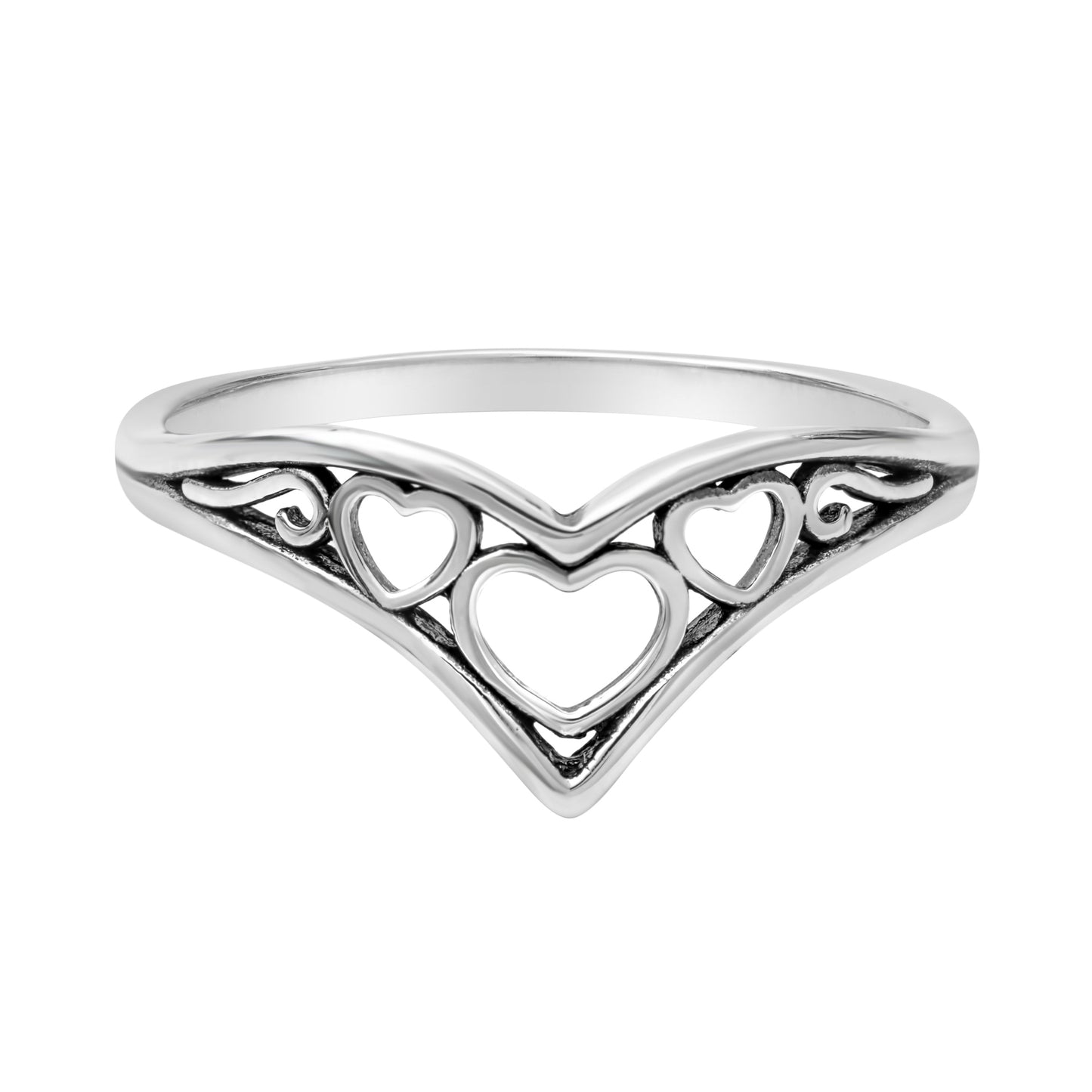 Sterling Silver Open Hearts Band