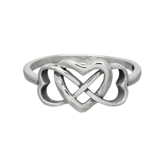 Sterling Silver Infinity Hearts Band Ring