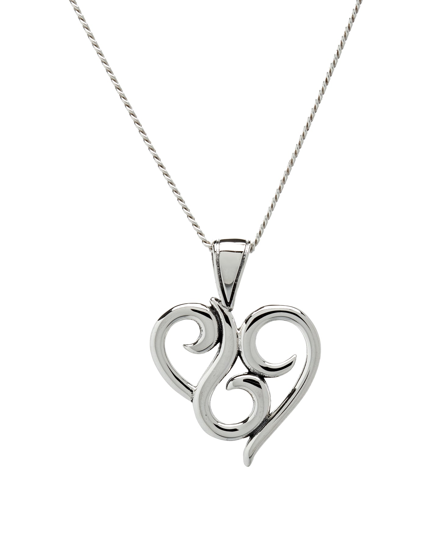 Sterling Silver Swirled Heart Pendant Necklace