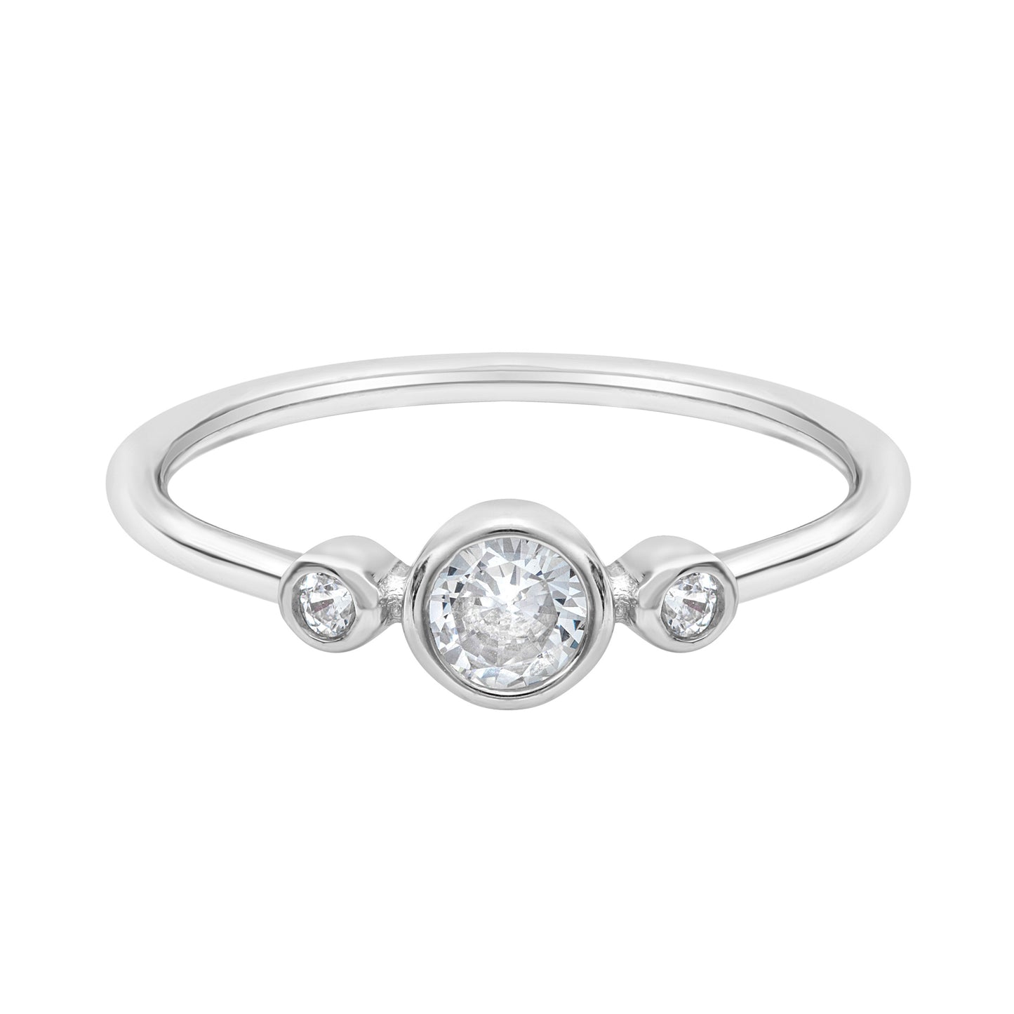 Cubic Zirconia & Sterling Silver Bevel Set Ring