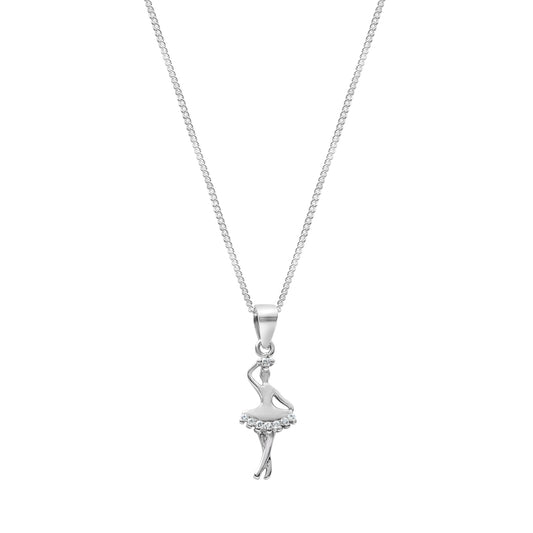 Cubic Zirconia & Sterling Silver Ballerina Pendant Necklace