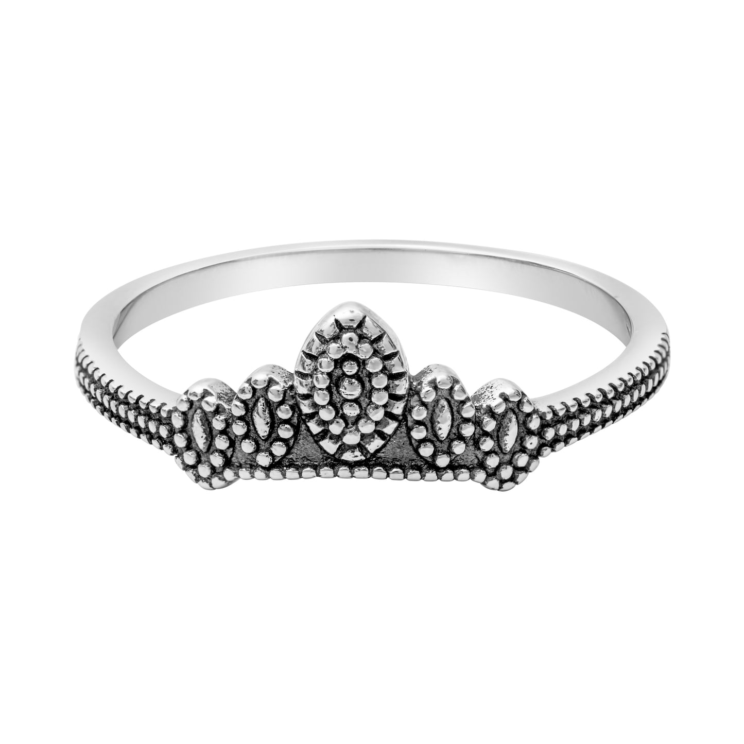 Sterling Silver Oxidized Tiara Band Ring