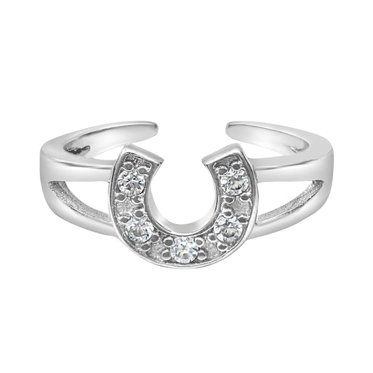 Sterling Silver Horse Shoe Ring with Cubic Zirconia