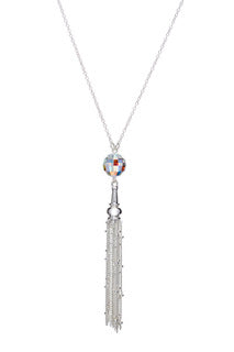 Aurora Borealis Tassel Pendant Necklace with Swarovski Crystal