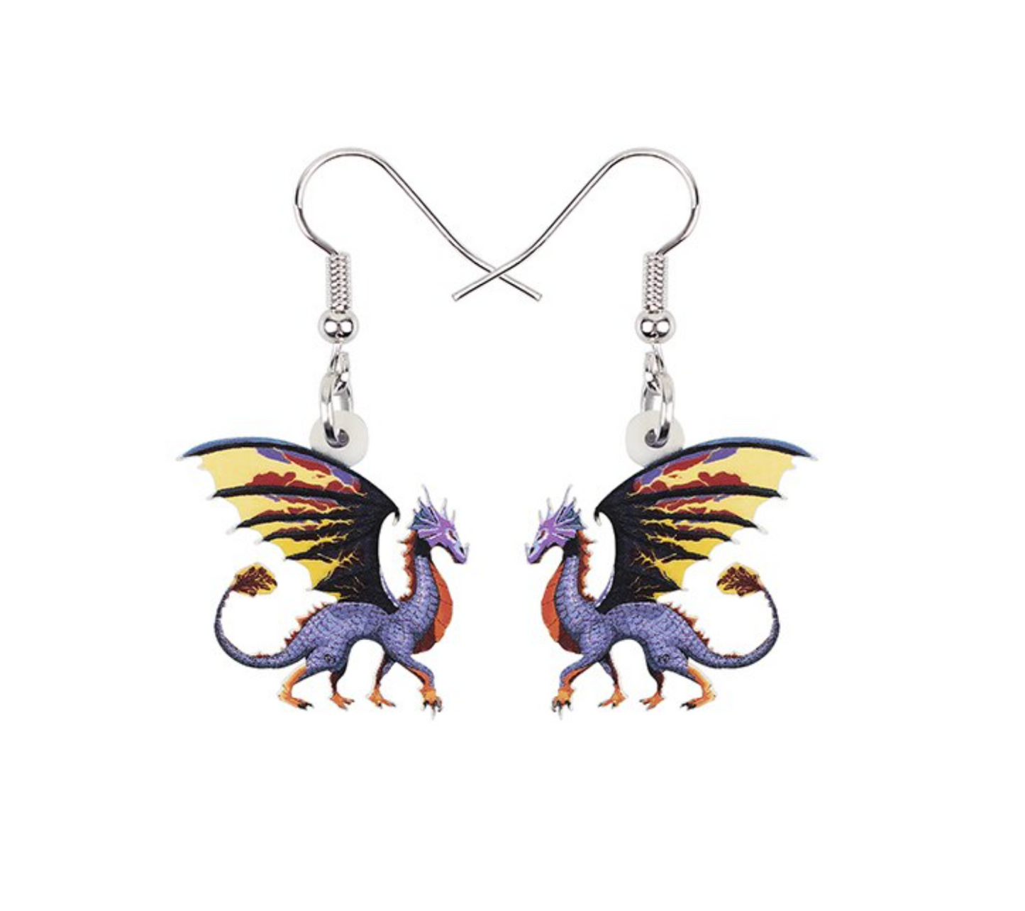 Purple Dragon Drop Earrings