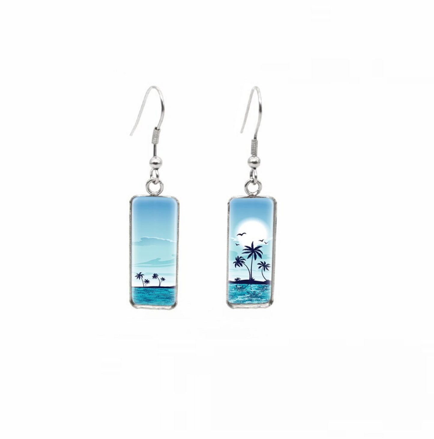 Beach Themed Rectangular Drop Earrings